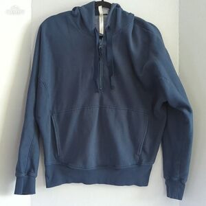 Free People Movement Blue 1/4 Zip Hoodie With Pocket Size S